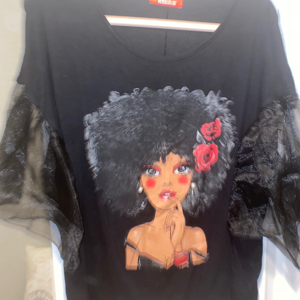 Black ruffle top